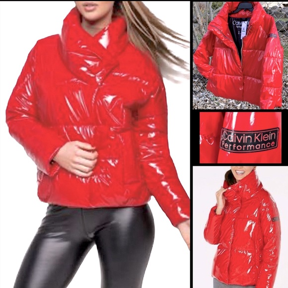 Calvin Klein Jackets & Blazers - NWT Calvin Klein Performance Glossy Red Puffer